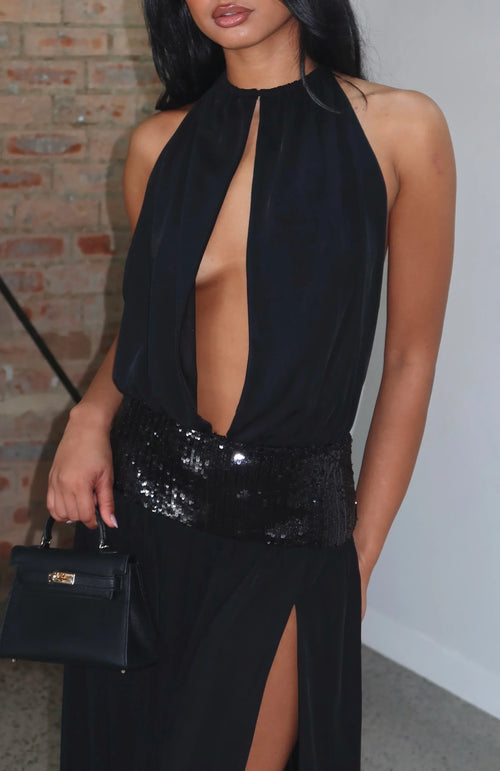 Always Evolving Halter Midi Dress Black